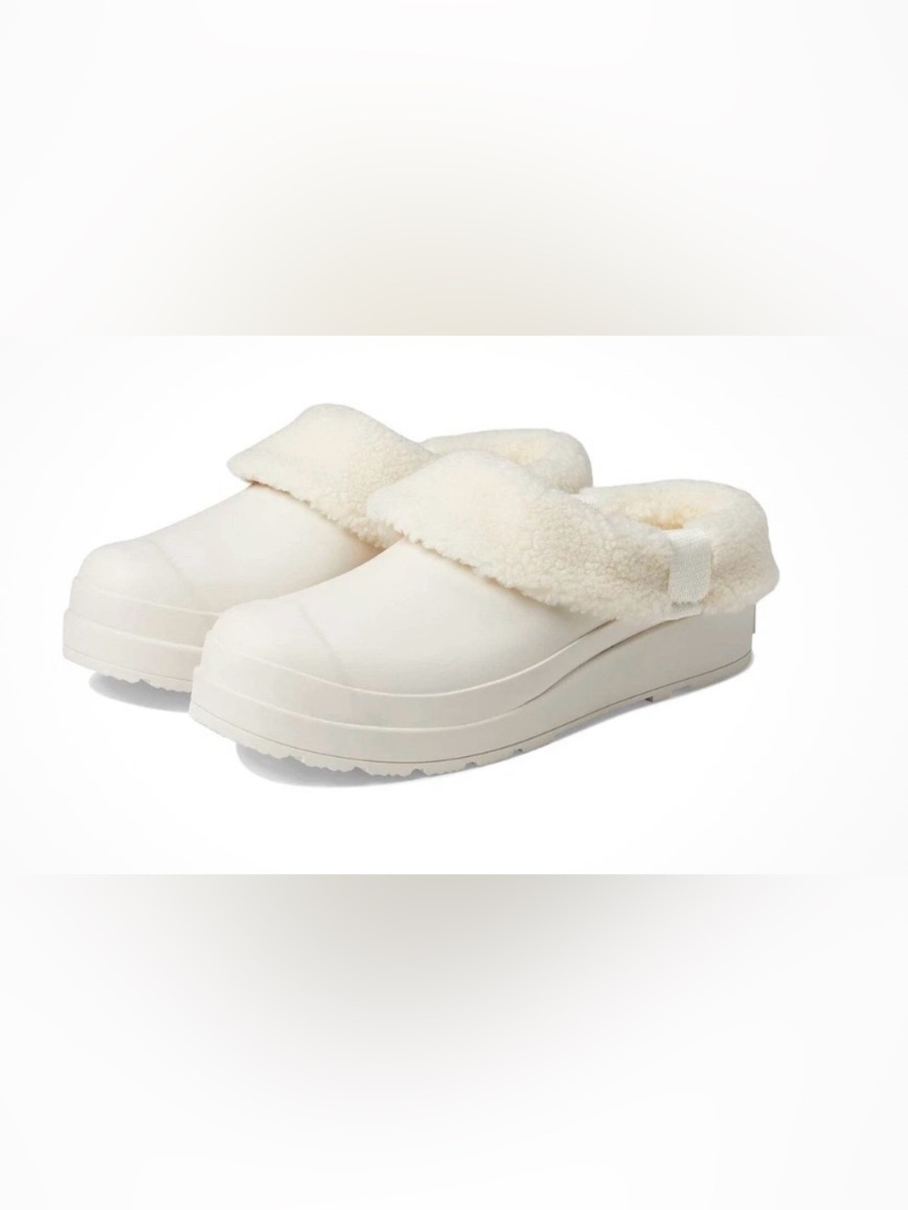 Hunter Cozy Cream Faux Shearling Slip-On Clogs